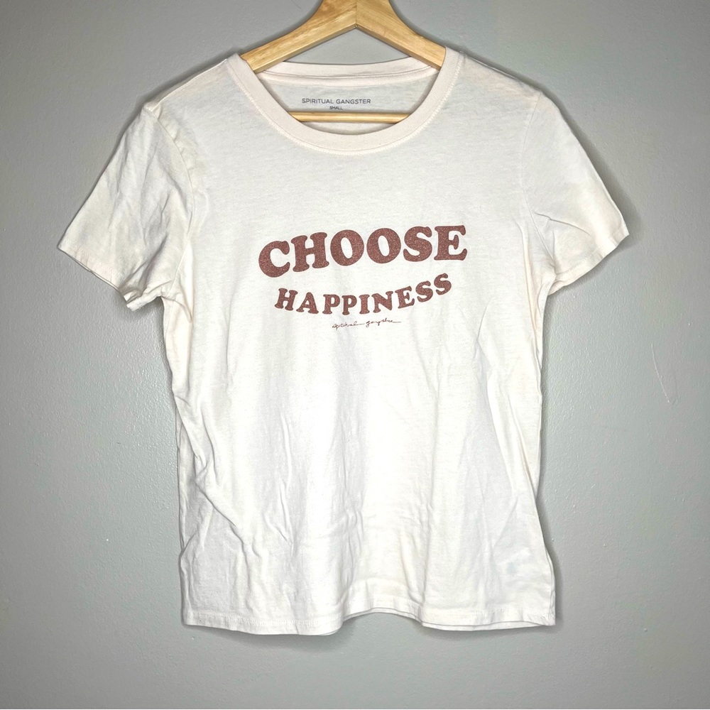Spiritual Gangster Cream Tee Shirt Size Small